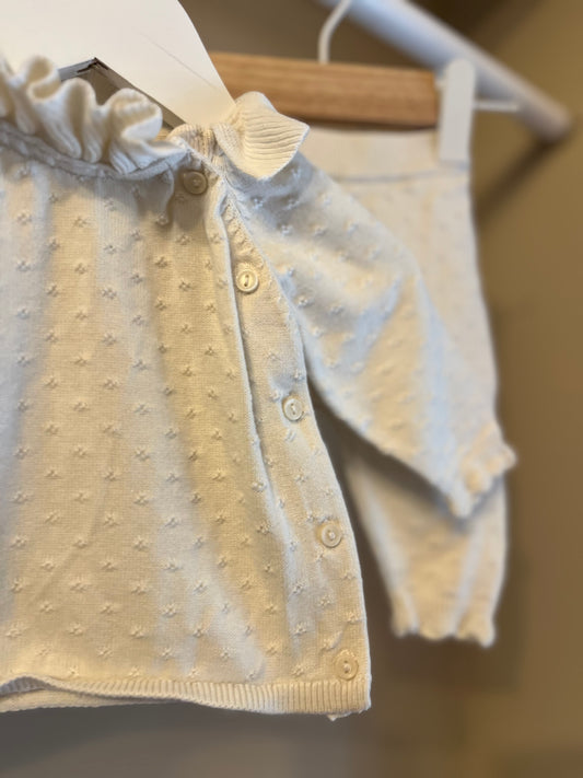 Stickat set vitt stl 62 (2-4 mån) - H&M