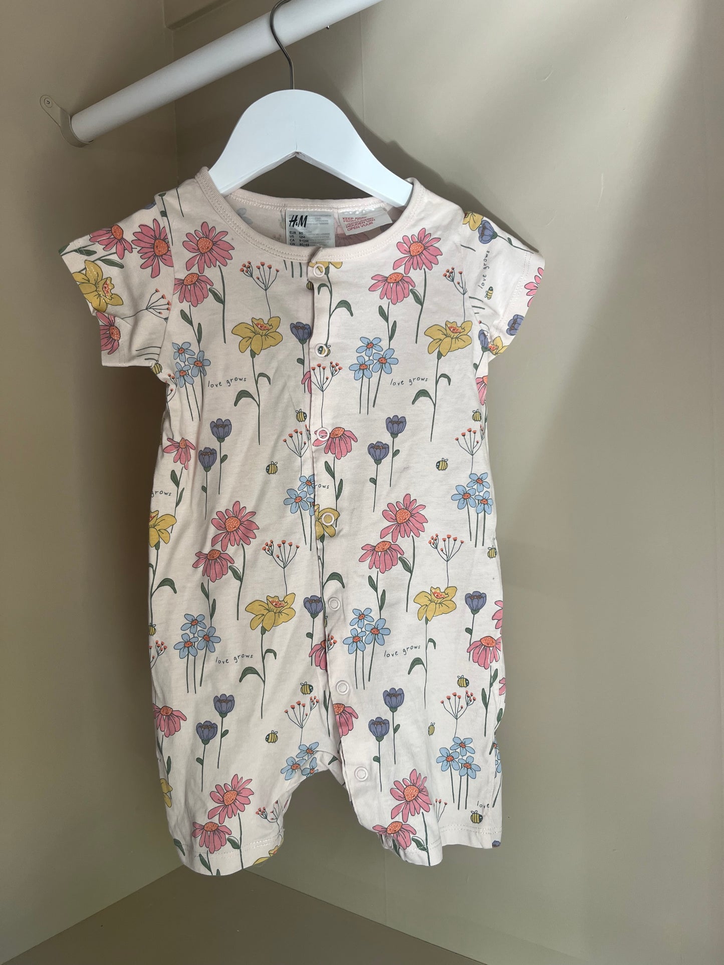 Pyjamas blommor stl 80 (9-12 mån) - H&M