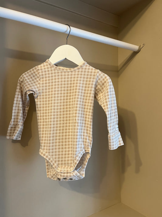 Body beige/vit rutig stl 74 (6-9 mån) - Newbie