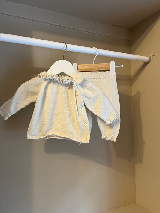Stickat set vitt stl 62 (2-4 mån) - H&M