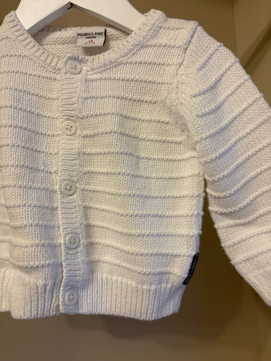 Stickad kofta vit stl 68 (4-6 mån) - Polarn O. Pyret