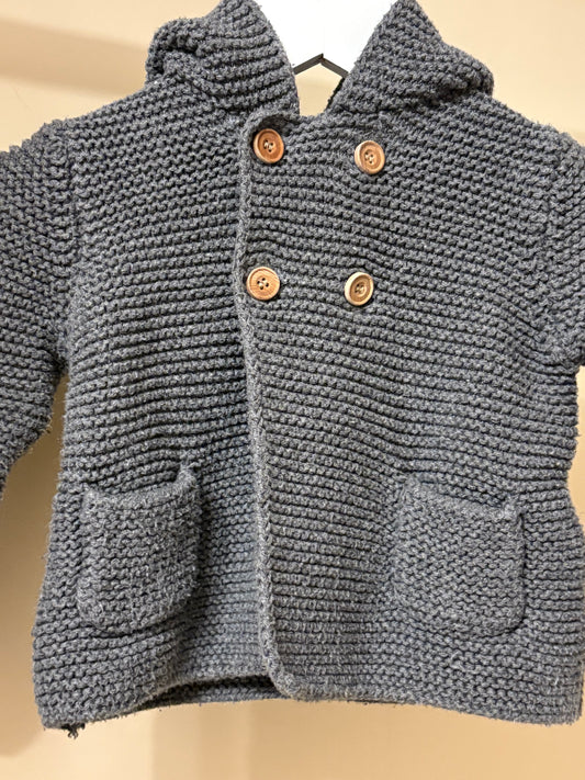 Kofta stickad mörkgrå stl 80 - Zara