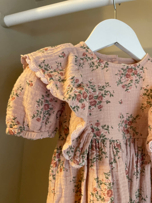 Klänning rosa blommig stl 86 (12-18 mån) - Newbie