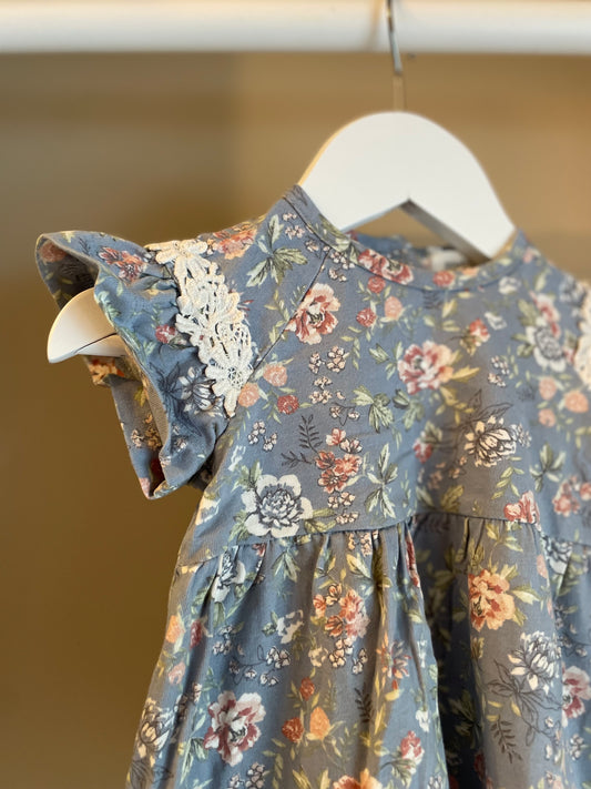 Klänning blå blommig stl 68 (4-6 mån) - Newbie