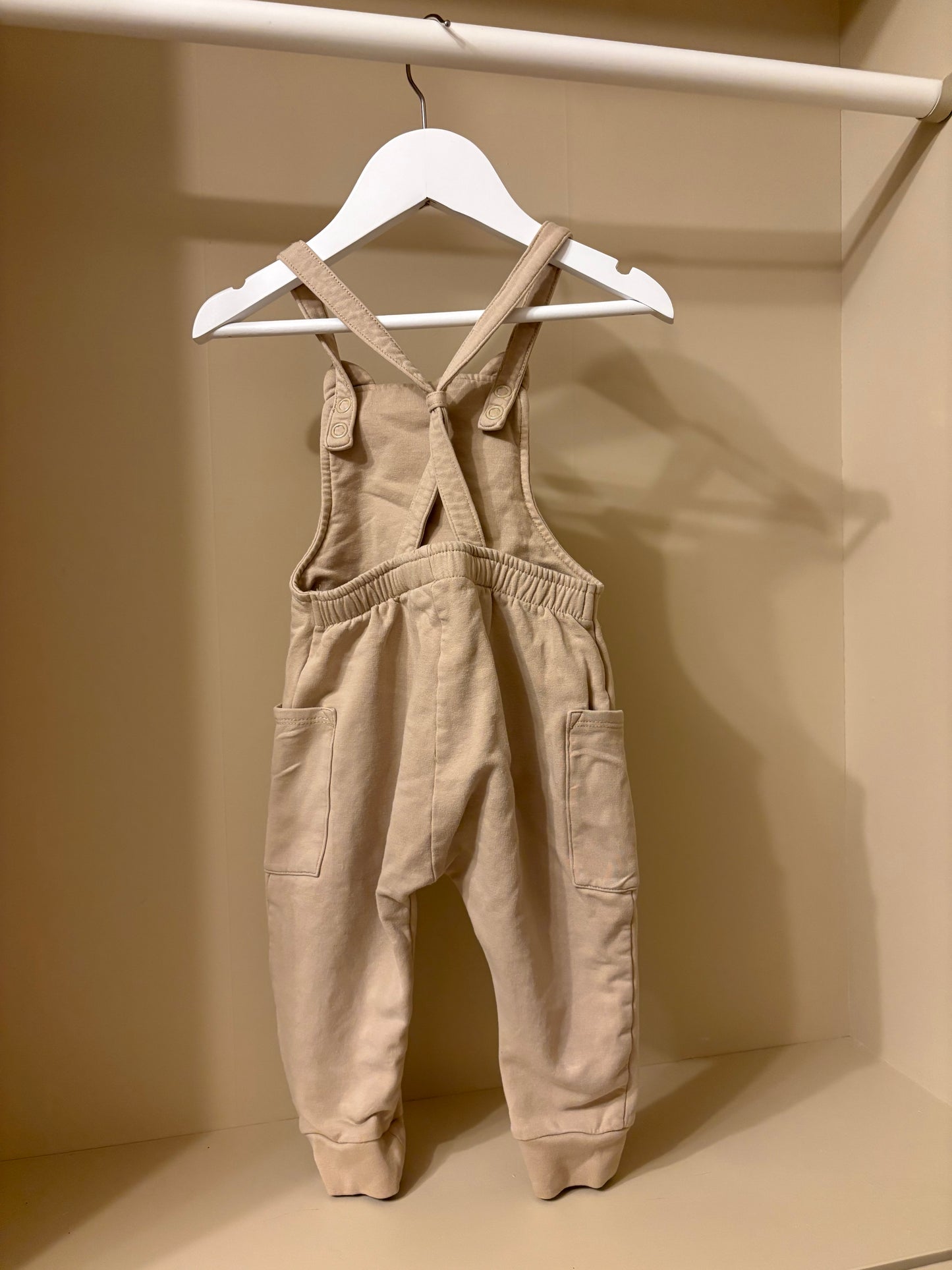 Hängselbyxor beige stl 80 (9-12mån) - Lindex