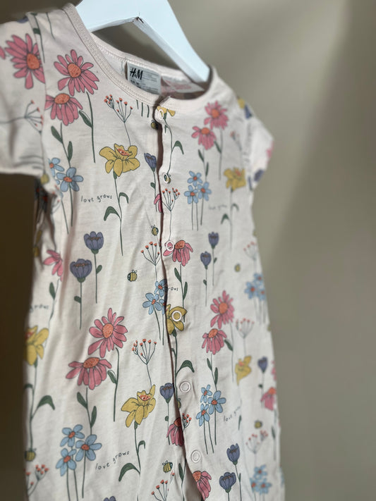 Pyjamas blommor stl 80 (9-12 mån) - H&M