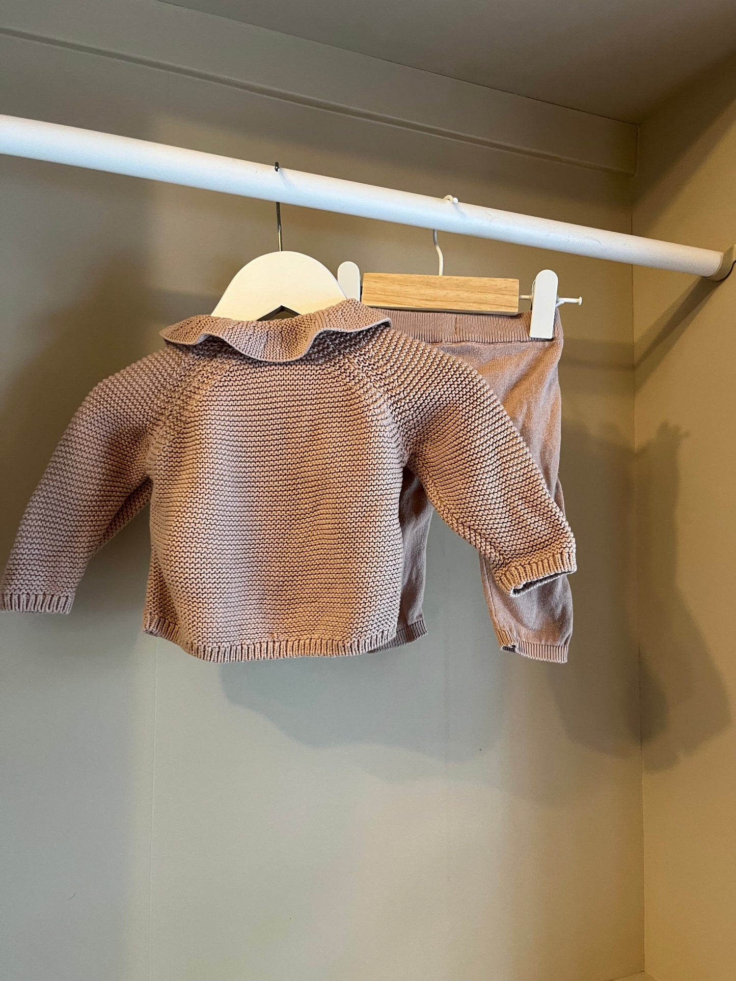 Stickat set gammelrosa stl 56 (1-2 mån) - H&M