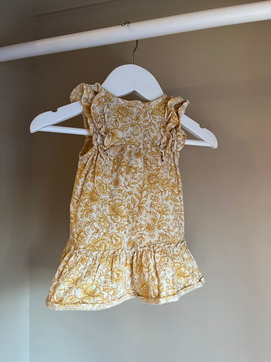 Klänning gul/vit mönster stl 56 (1-2 mån) - Newbie