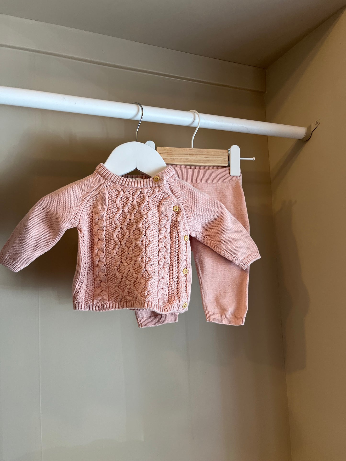 Stickad set Rosa stl 50 (0-1 mån) - H&M