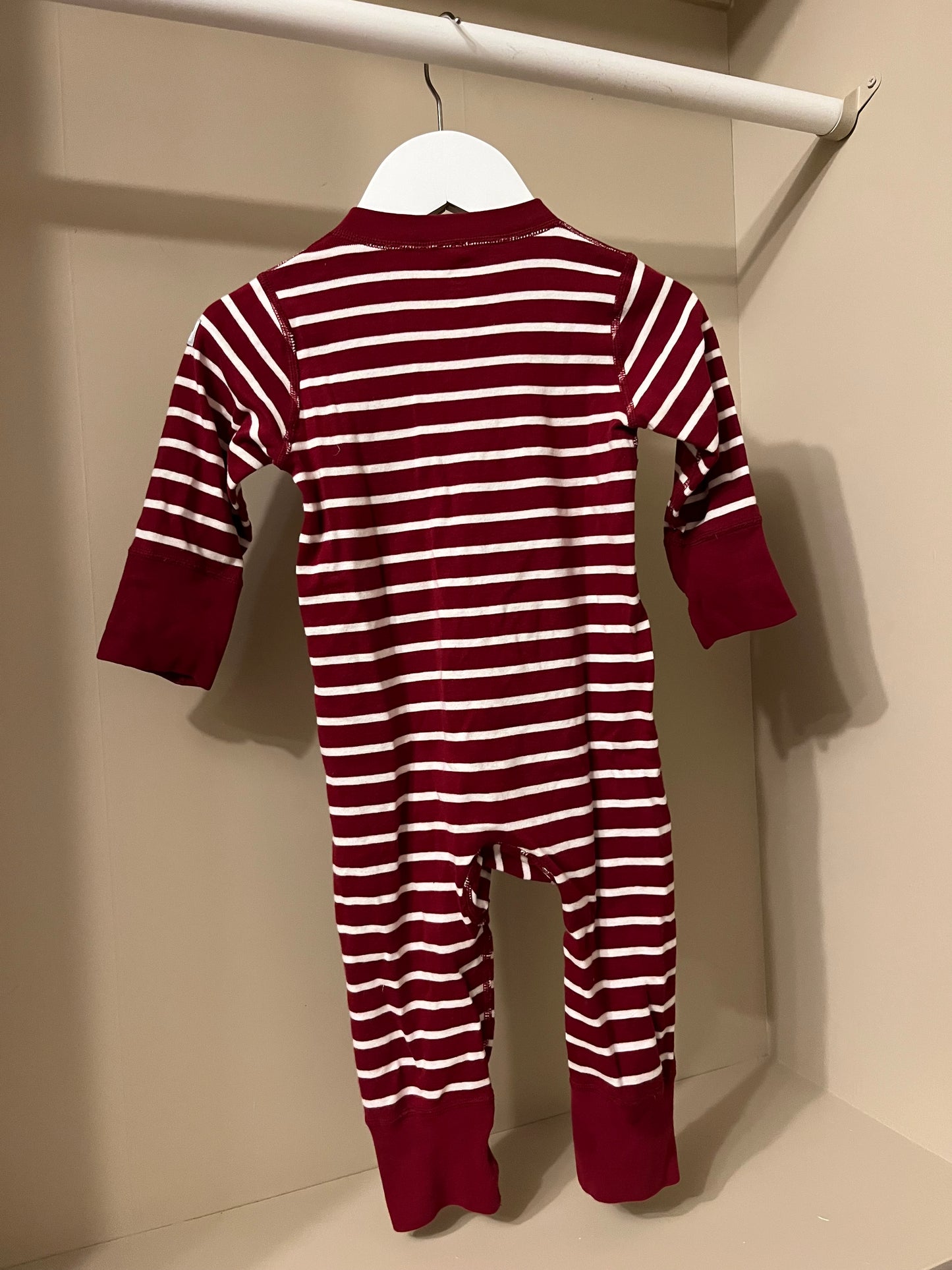 Trikåoverall randig stl 68 (4-6 mån)