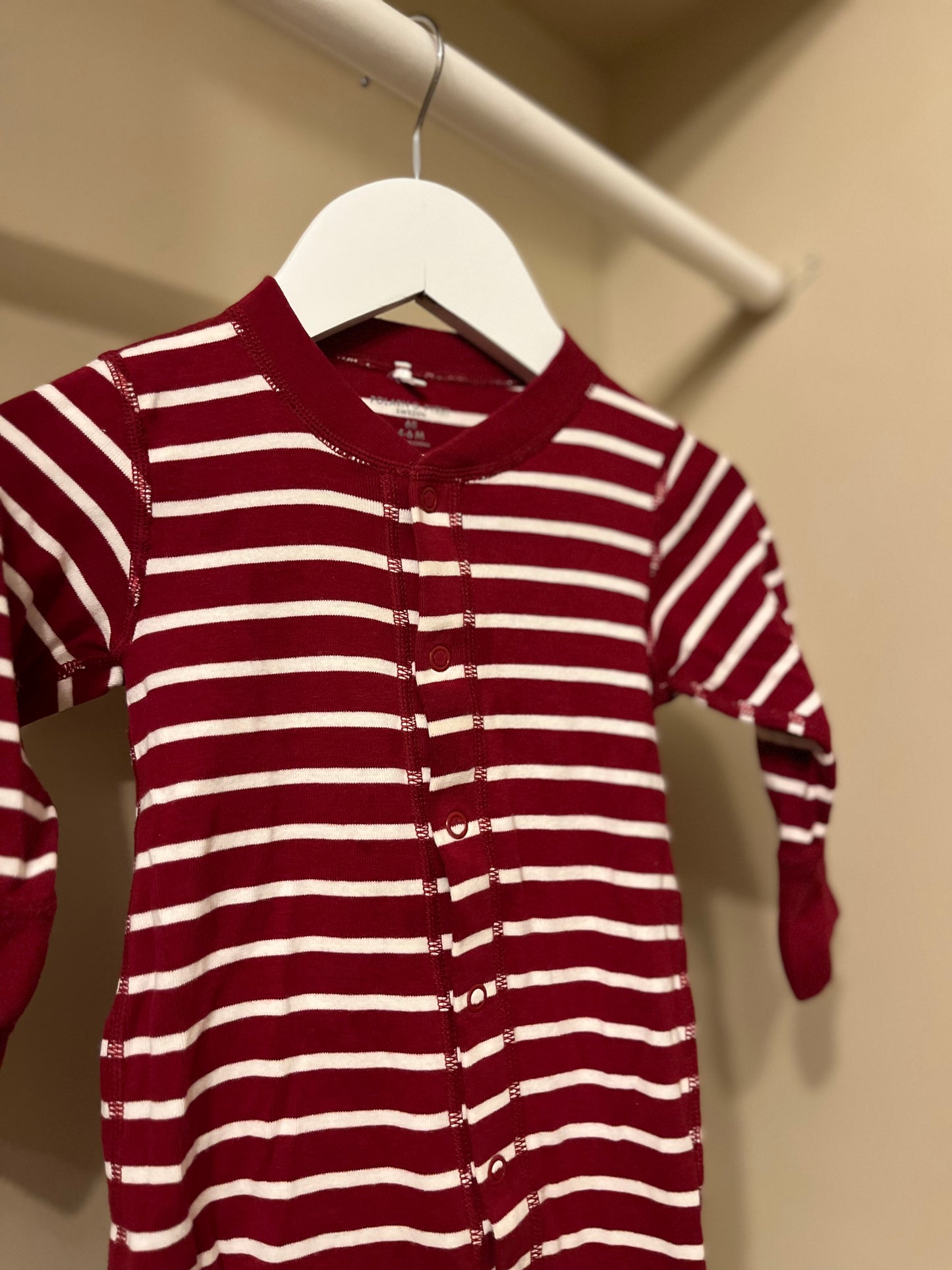 Trikåoverall randig stl 68 (4-6 mån)