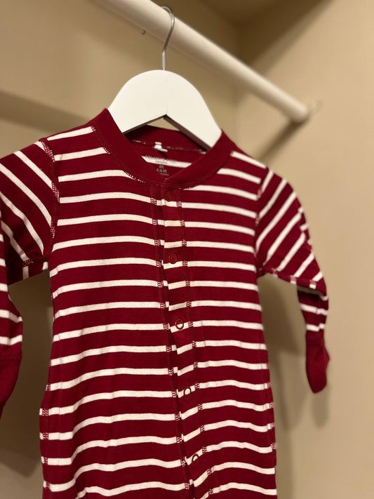 Trikåoverall randig stl 68 (4-6 mån)