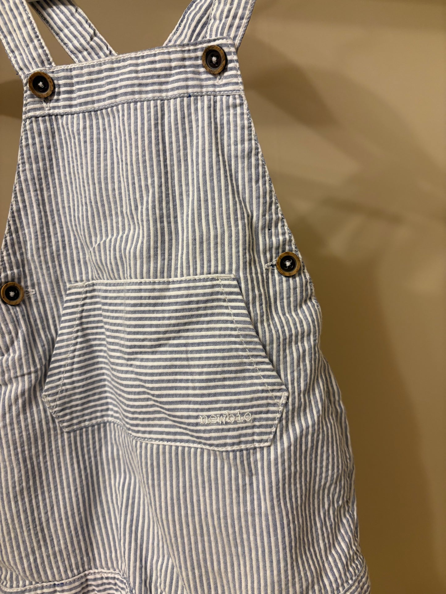 Hängselbyxor Blå/vit randig stl 74 (6-9 mån) - Newbie