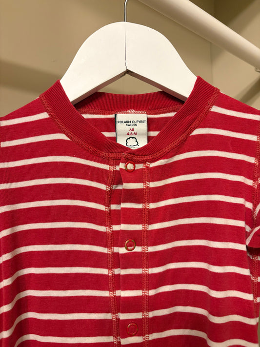 Pyjamas randig röd/vit stl 68 - Polarn O. Pyret