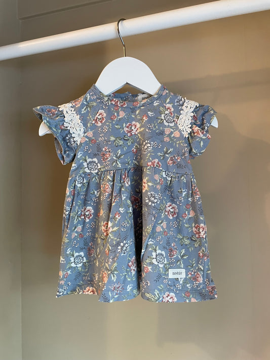 Klänning blå blommig stl 68 (4-6 mån) - Newbie