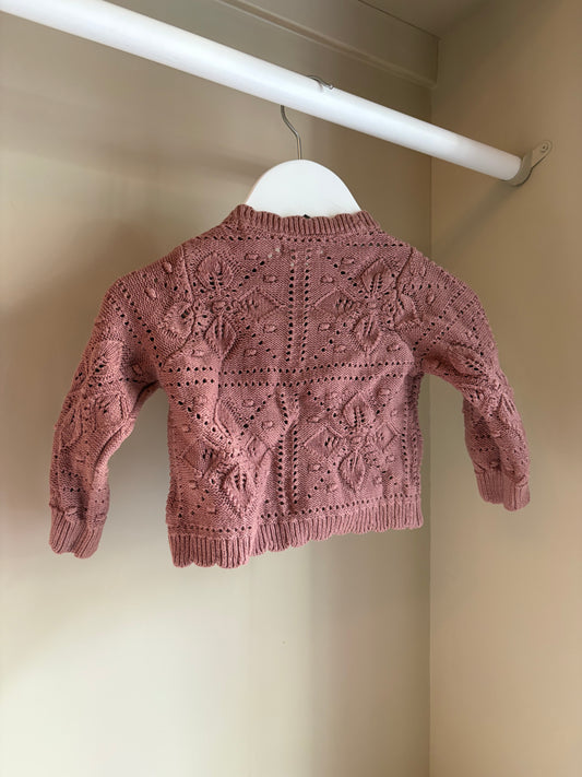 Stickad kofta gammelrosa stl 62 (2-4 mån) - Newbie