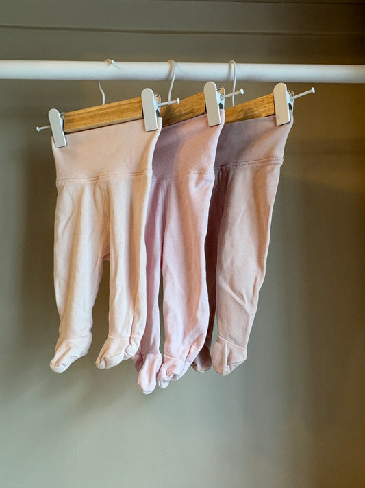 Byxor rosa med fötter 3 pack stl 50 (1-2 mån) - H&M