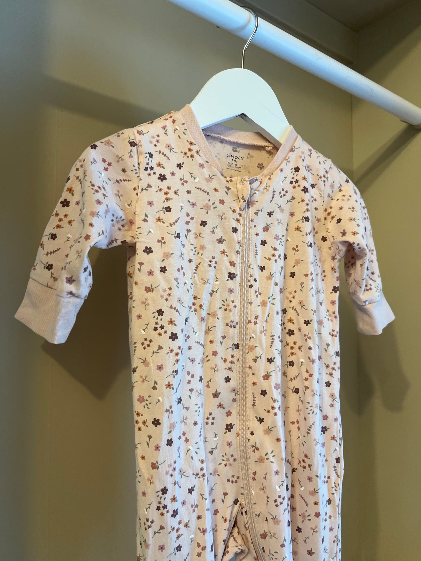 Pyjamas rosa med blommor stl 68 (4-6 mån) - Lindex