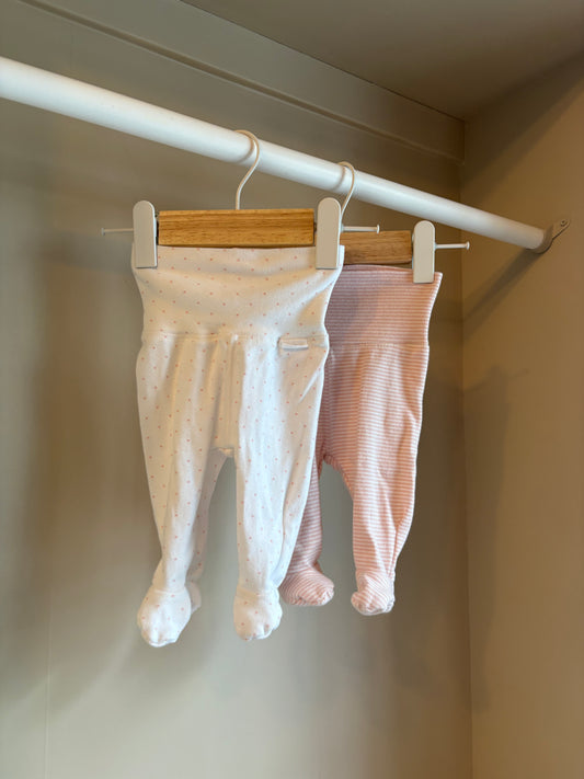 Byxor rosa med fötter 2 pack stl 50 (0-1 mån) - H&M