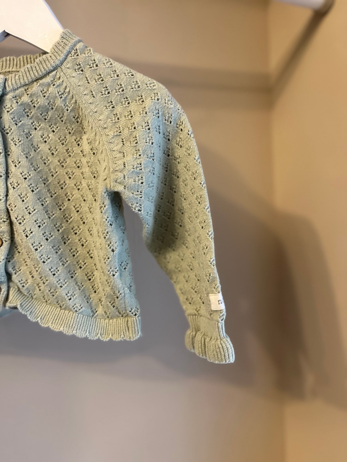 Stickad kofta grön stl 74 (6-9 mån) - Newbie