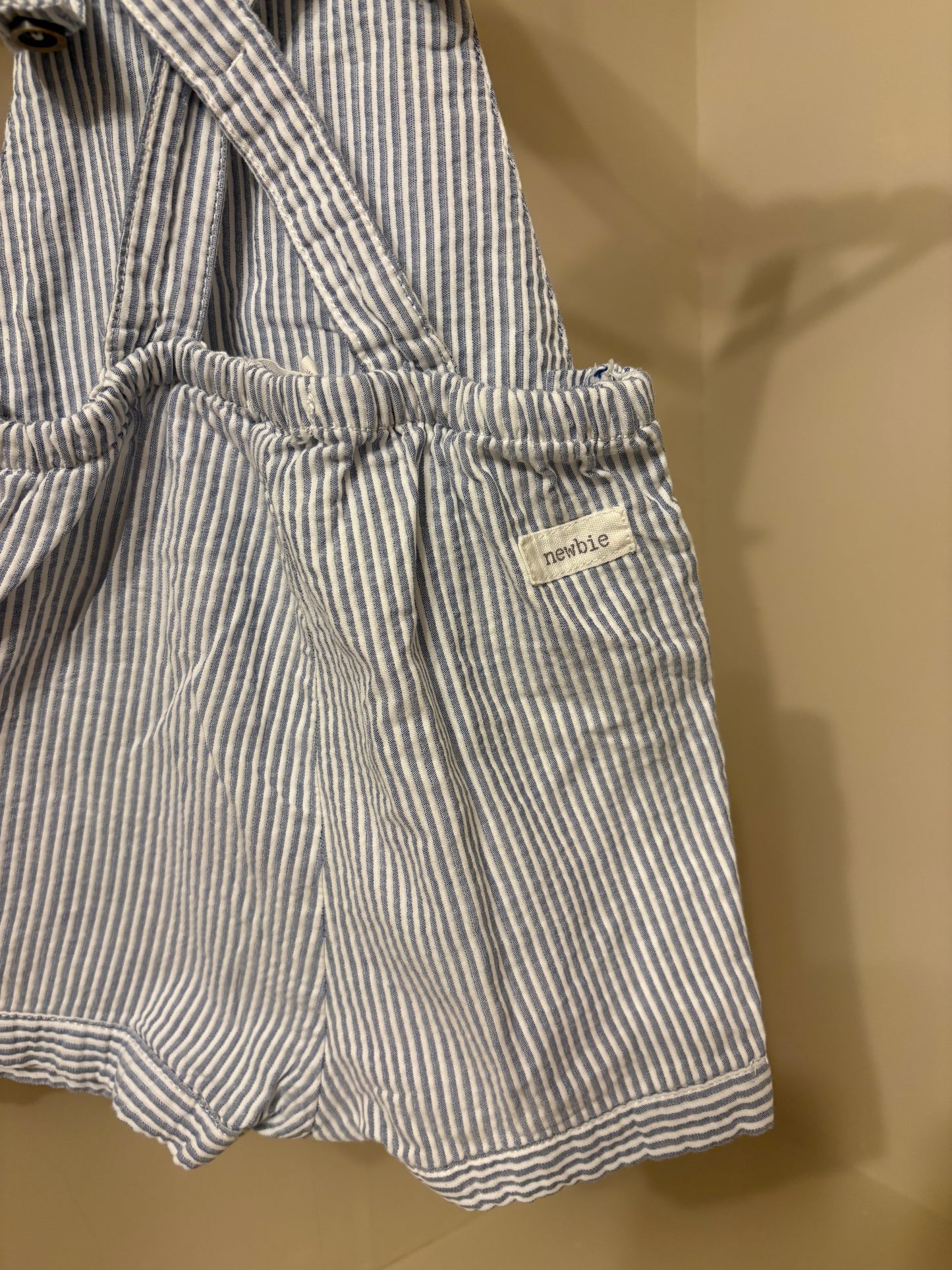 Hängselbyxor Blå/vit randig stl 74 (6-9 mån) - Newbie