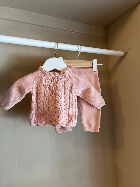 Stickad set Rosa stl 50 (0-1 mån) - H&M