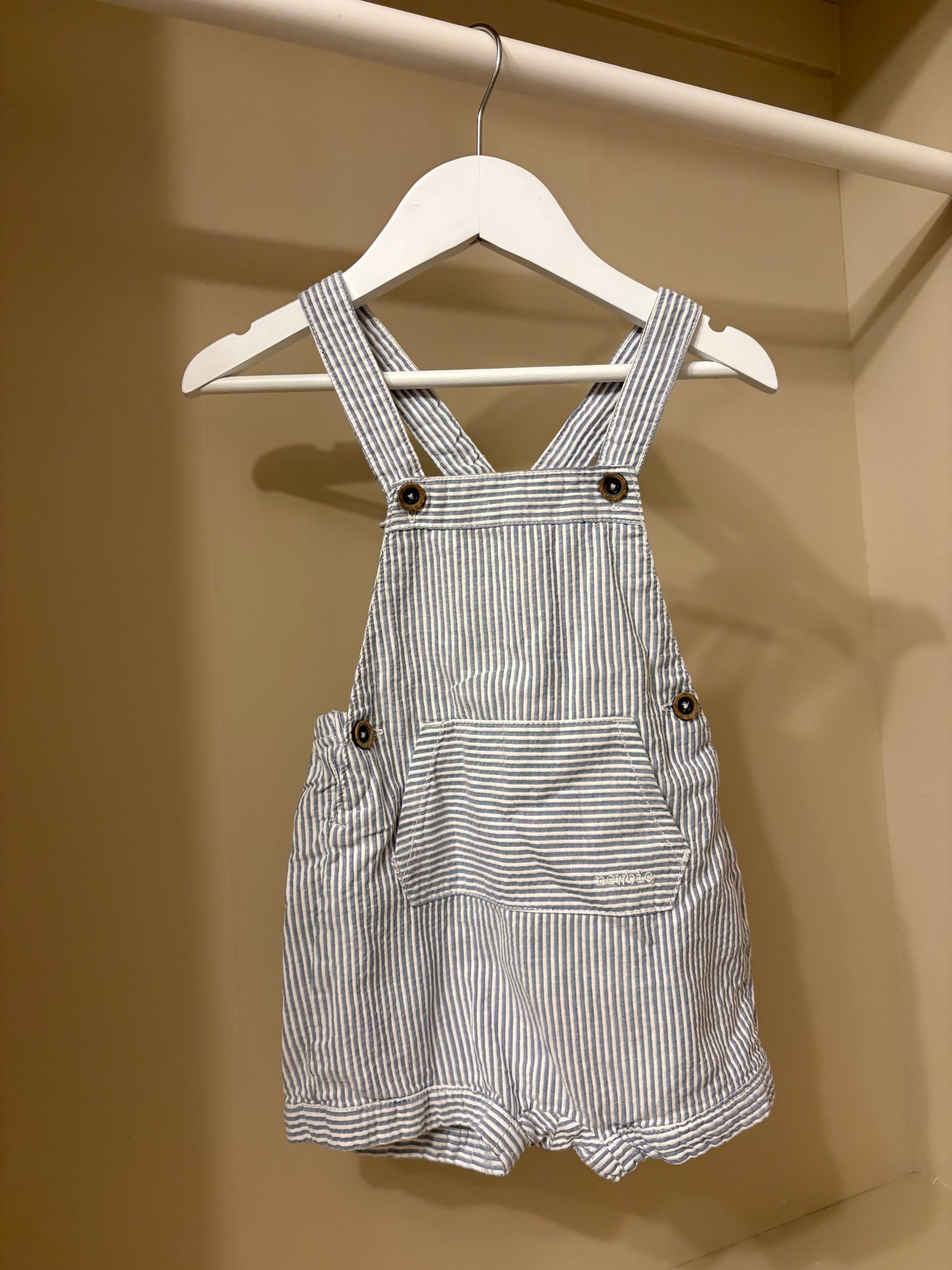 Hängselbyxor Blå/vit randig stl 74 (6-9 mån) - Newbie